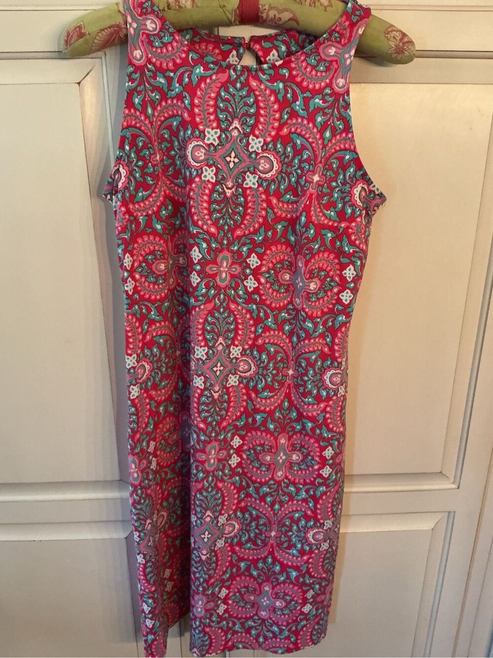 Talbots Effortless Jersey Shift Dress Sz XS Vibrant Pink Turquoise